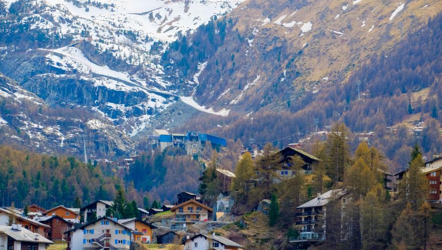 city below Alps