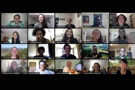 A screen shot of a virtual session of the DEI workshop, with participants each in a frame