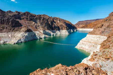 A dam containing water